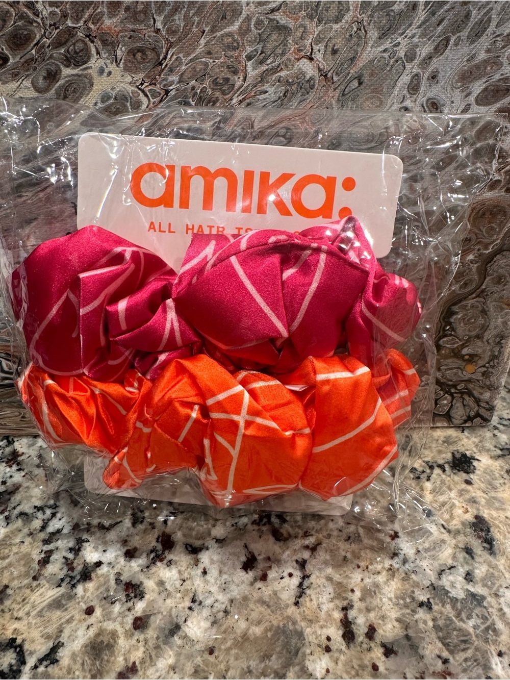 New & Unopened! Amika Satin Hair Scrunchie Duo Set
